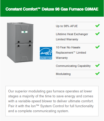 Gas Furnace Constant Comfort Deluxe Series 1