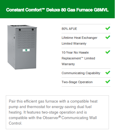 Gas Furnace Constant Comfort Deluxe Series 3